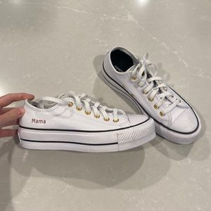 Converse Platform White Leather Sneakers Sz. 7.5 Custom made brand new